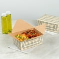 thumbnail image 4 of Restaurantware-Bio Tek 8.5 x 6.2 x 3.5 Inch Food Containers, 50 Durable Takeaway Boxes - Disposable, Sturdy, Plaid Paper 98 Ounce Takeout Boxes, Rectangle, For Takeouts And Delivery, Or Picnics, 4 of 11