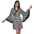 thumbnail image 1 of Moomaya Robe Courte Imprimée pour Mariée Préparation Manches Cloche Peignoir Femmes Enveloppe, 1 of 6