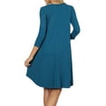 thumbnail image 2 of Women 3/4 Sleeve Round Hem A-Line Tunic Dress with Side Pockets, 2 of 4