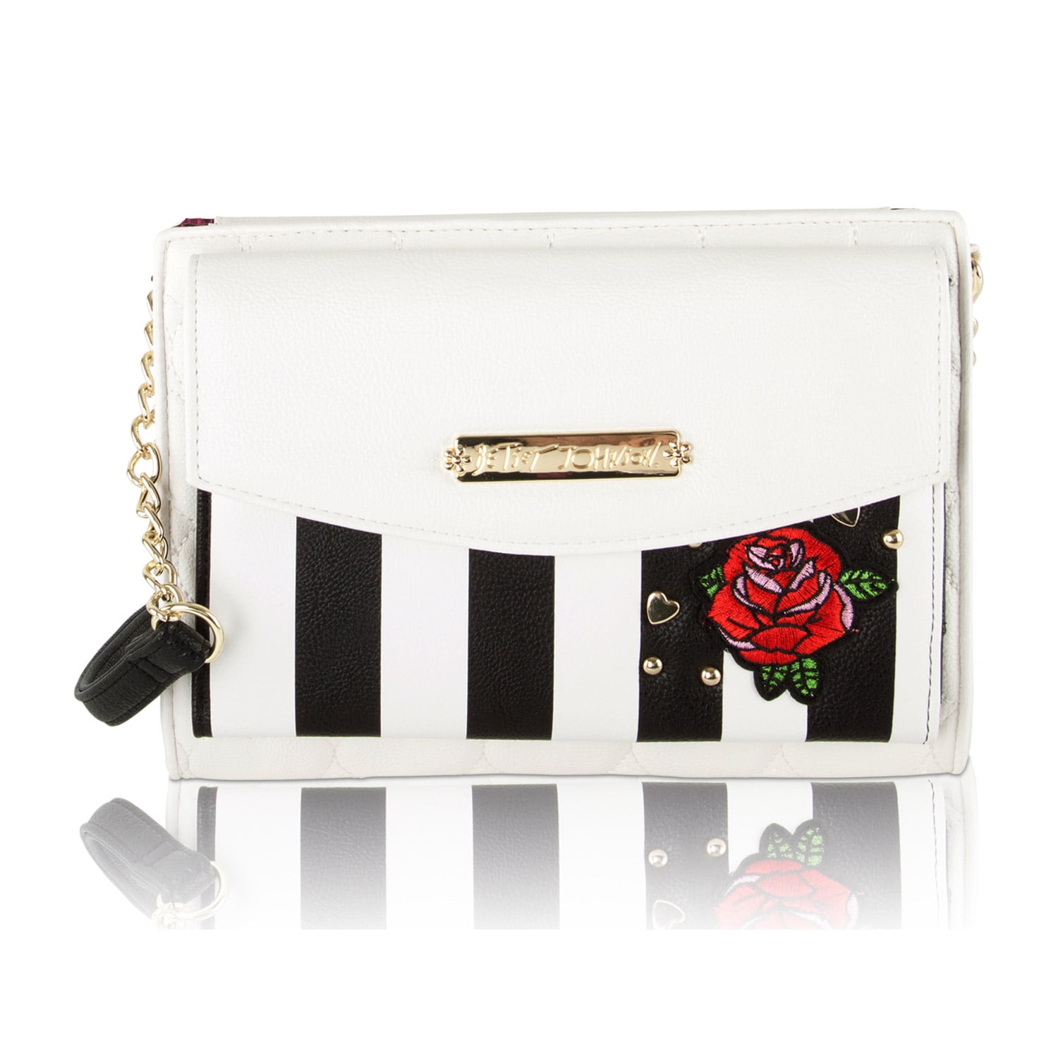 betsey johnson stripe roses luggage