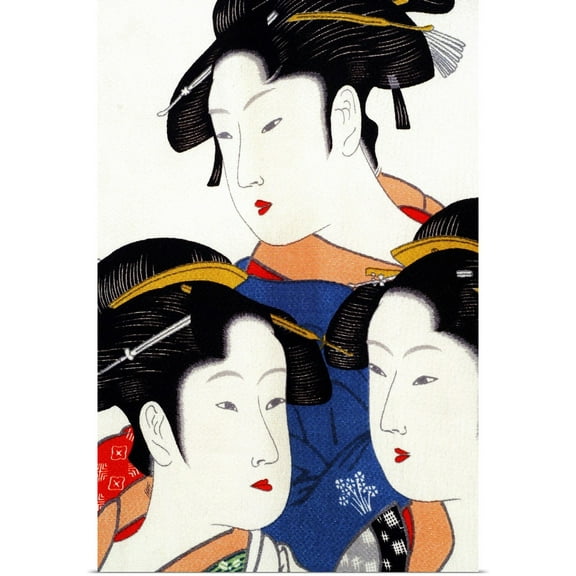 Great BIG Canvas | Rolled Cindy Miller Hopkins Poster Print entitled Asia, Japan. Japanese silk art. Female figures on silk