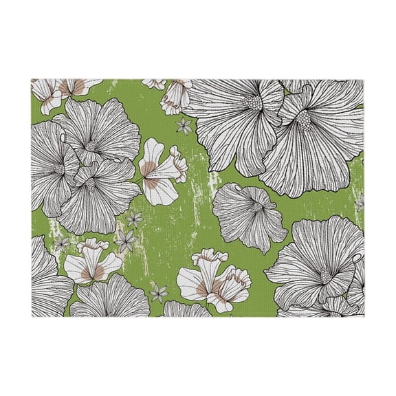 A Linen Easter Placemat With Rabbit Print, Wrinkle-Resistant And Heat-Insulated Design For Dining Table, Kitchen And Holiday Decoration 18X12X0.1In 0.06Lb