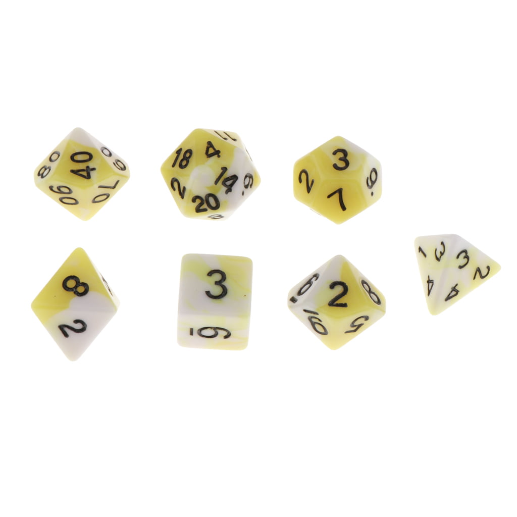 Plastic Polyhedral Starry Sky Golden Number Dices Set Table Family Party Math 
