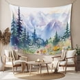 thumbnail image 2 of Forest Mountains Large Tapestry for Bedroom Wall Hanging Tapestry, Watercolor Natural Flower Tree Ceiling Backdrop Tapestries Poster Blanket Wall Decor for Teens Room Living Room Dorm 86" x 104", 2 of 8