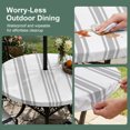 thumbnail image 5 of Round Outdoor Tablecloth with Umbrella Hole and Zipper, Grey Striped Tablecloth with Elastic Waterproof, Farmhouse Aesthetic Modern Stripes Patio Table Covers for 55" - 60" Picnic Pool Tables, 5 of 9
