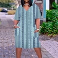 thumbnail image 5 of Vestido Corto de Verano Moda Grande Impresión de Manga Corta Cuello en V Bolsillo Mini Vestido para Casual Y Diario, 5 of 5