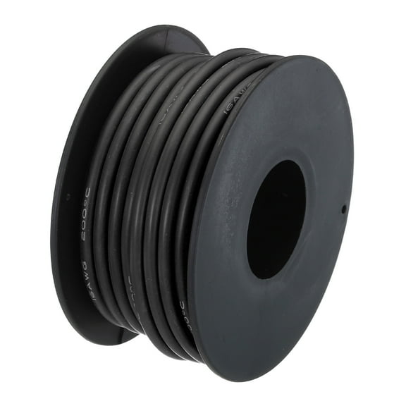Uxcell 16 Gauge Silicone Wire 16AWG Electrical Wire Stranded Tinned Copper High Temp Hookup Spool 24.6ft Black