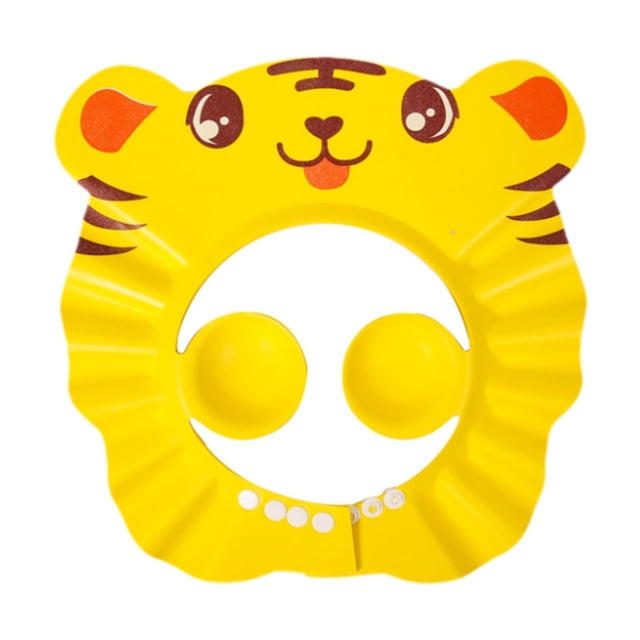 Xuanheng Bonnet de Douche pour Enfants Ajustable en EVA Réutilisable Imperméable Mignon avec Couvre-Oreilles Chapeau de Shampoing Visière de Bain pour Voyage Intérieur Garçons Enfants Jaune