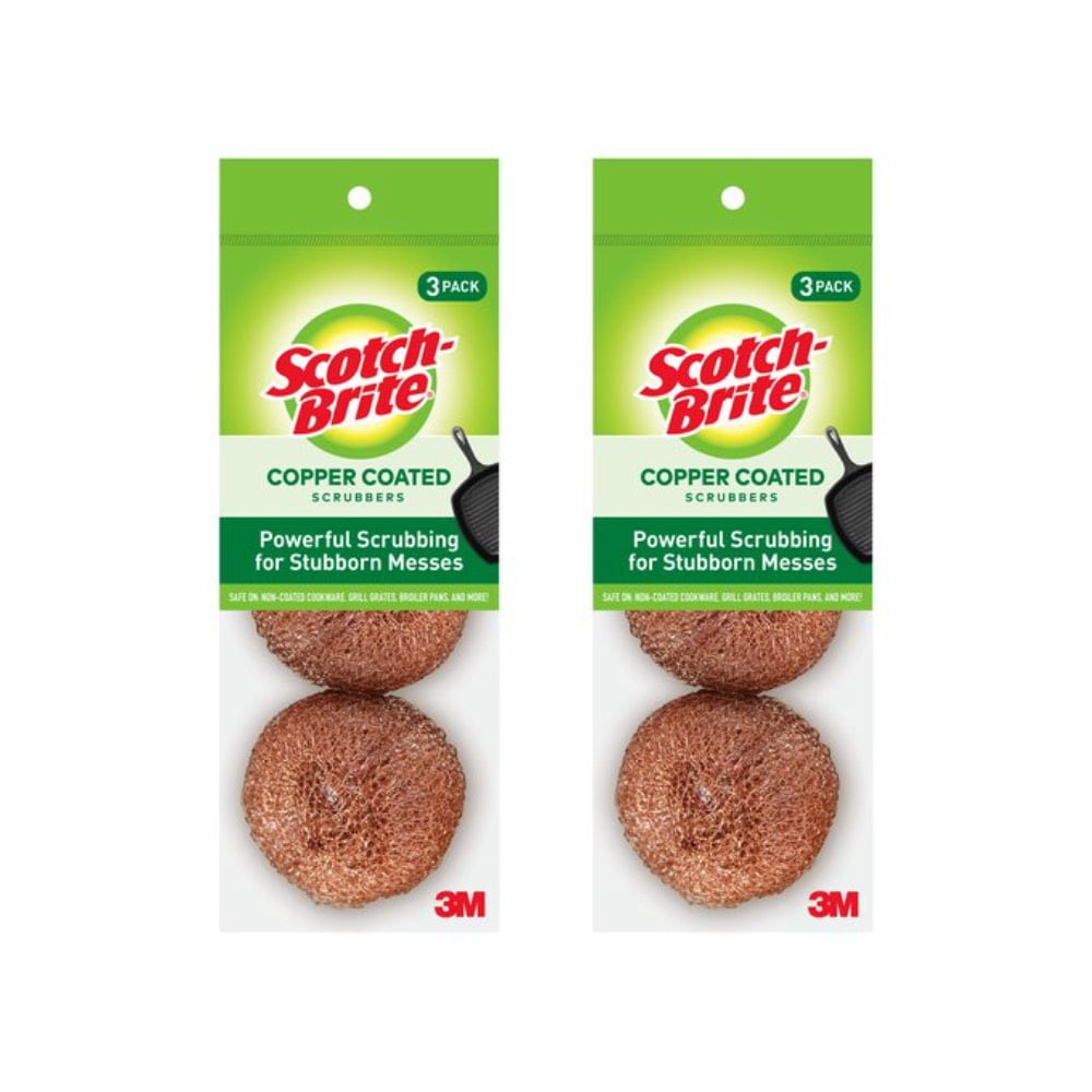 3M ScotchBrite Copper Coated Scrubbing Pads Scour Pads 3 Pads per Pack