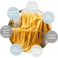 thumbnail image 4 of Manta de forro polar a cuadros, color amarillo, 130 x 150 cm, manta de terciopelo de canapé a cuadros con pompones, suave y esponjosa para cama y viajes, Versailles TUNC Sencillez, 4 of 5