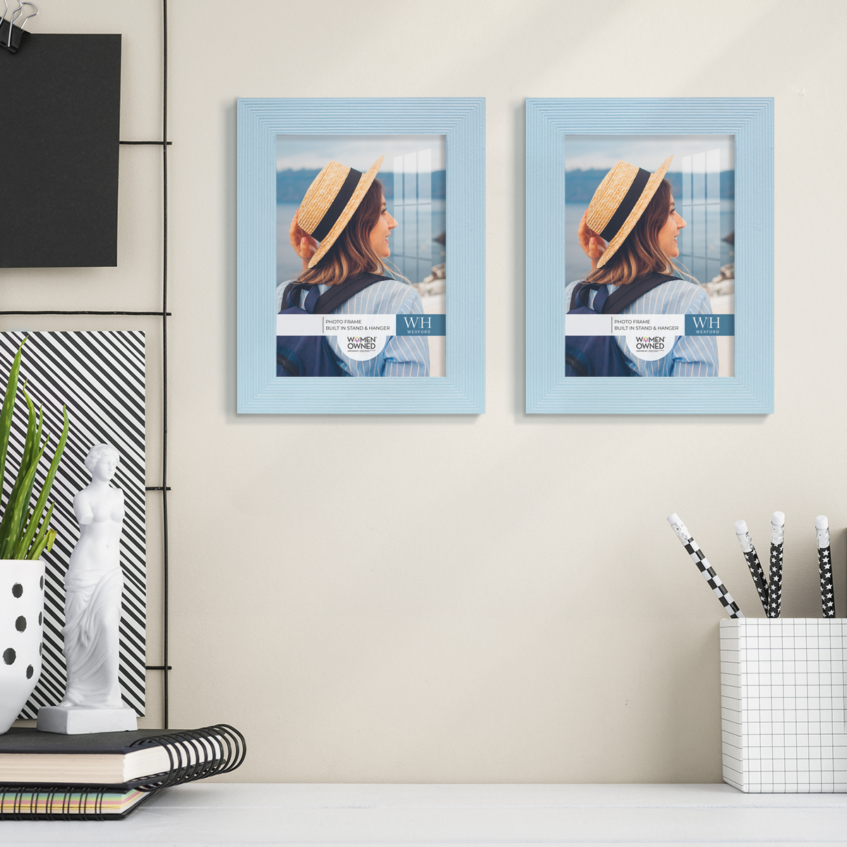 Grooved 3.5 in. x 5 in. Blue Picture Frame (Set of 2)