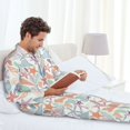 thumbnail image 6 of Naloa Colorful Seashells Men’s Pajamas Set - Long Sleeve Button Down Sleep Shirt and Pajama Bottoms Sleepwear Set-Medium, 6 of 7