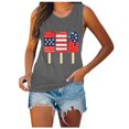 thumbnail image 1 of Camiseta sin mangas holgada de cuello redondo con estampado de día de la independencia a la moda para mujer Pompotops  lopia993637, 1 of 6