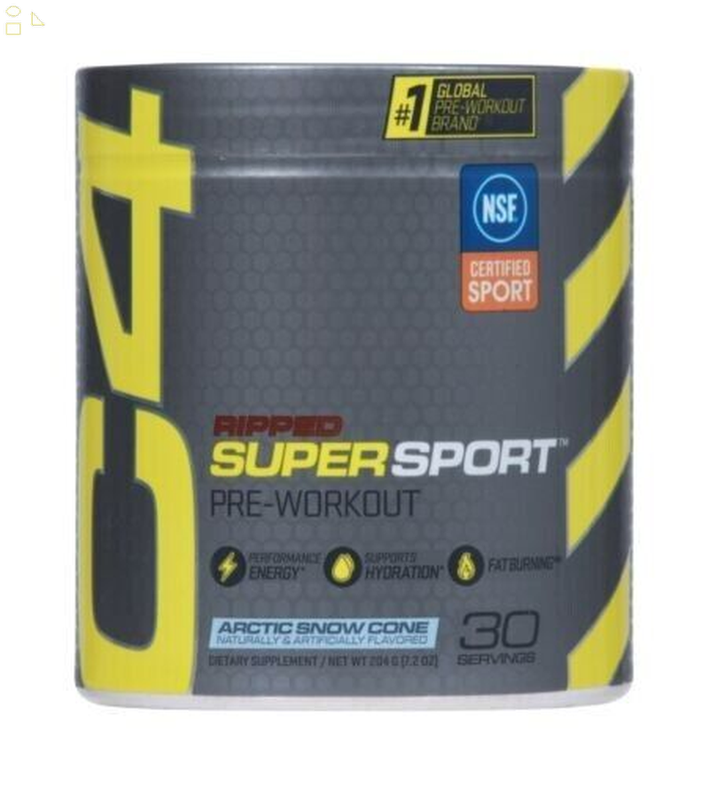 C4 RIPPED Supersport PreWorkout Arctic Snow Cone 7.2 Oz