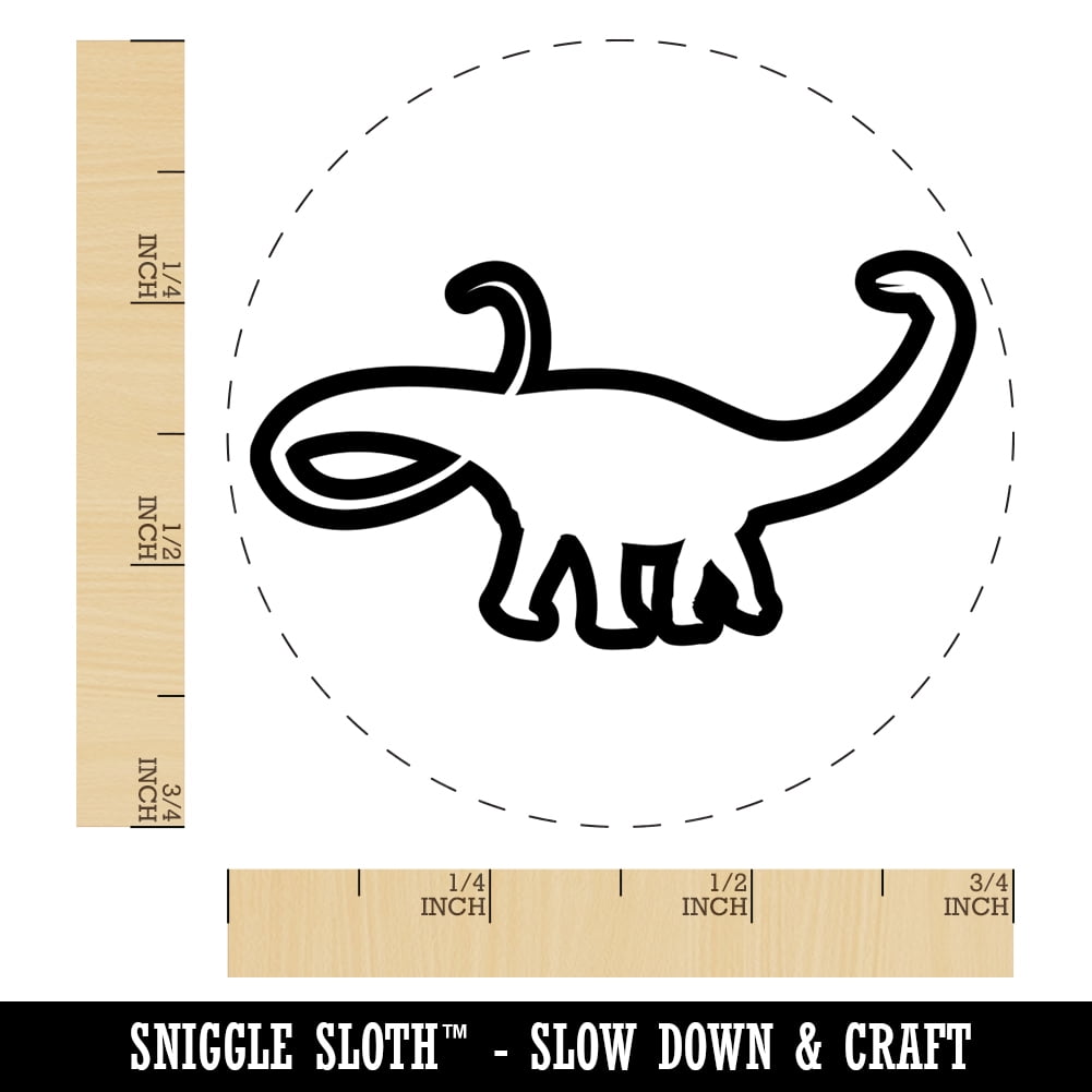 Apatosaurus Dinosaur Outline Self-Inking Rubber Stamp Ink Stamper - Blue Ink - Small 3/4 Inch