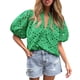 thumbnail image 1 of Blusa PRETTYGARDEN para Mujer Verde con Encaje y Cuello en V Talla Pequeña, 1 of 8