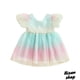 thumbnail image 1 of Hs-Vestido Casual De Princesa De Verano Para Niñas De Manga Corta Gradiente Arco Iris Con Lazo Decoración, 1 of 4
