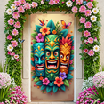 thumbnail image 6 of Tiki Mask Tropical Banner Floral Decoration Colorful Design Luau Party Outdoor Fun Backdrop for Summer Celebration, 6 of 7