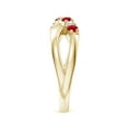 thumbnail image 5 of ANGARA Natural Round Ruby and Diamond Crossover Ring in 14K Yellow Gold for Women (Size-2.5mm) | July Birthstone Jewelry for Her | Natural Ruby Rings, 5 of 12