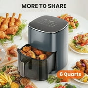 EDX Air Fryer,6 Qt Compact & Large with 400F for Crispy, Electric Multifunctional Cooker with Digital LED, Grey