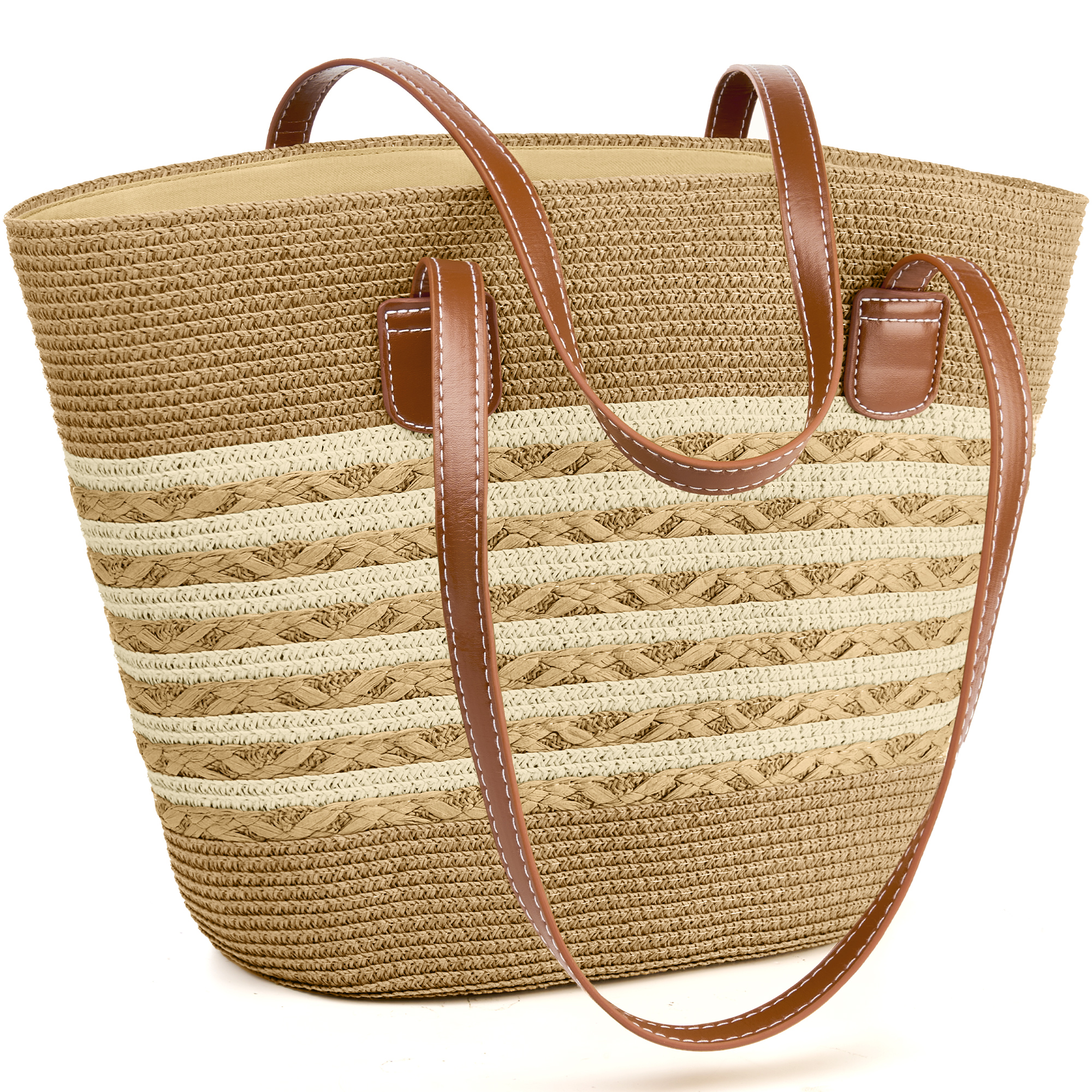 DAKIMOE Straw Beach Bag For Women Summer Boho Tote Bag Handbags Large Shoulder Purses Woven for Vacation