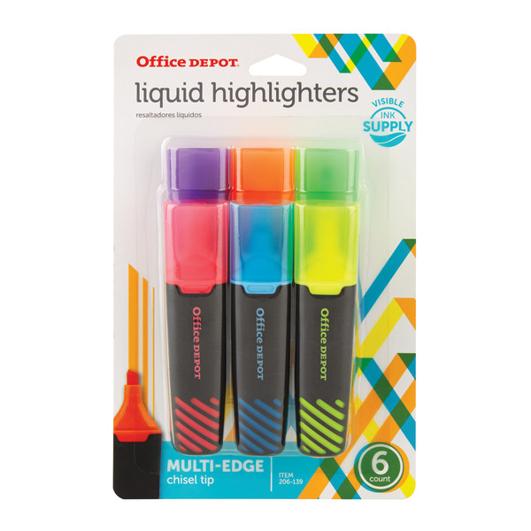 Office Depot® Brand Liquid Highlighters, Chisel Point, Black