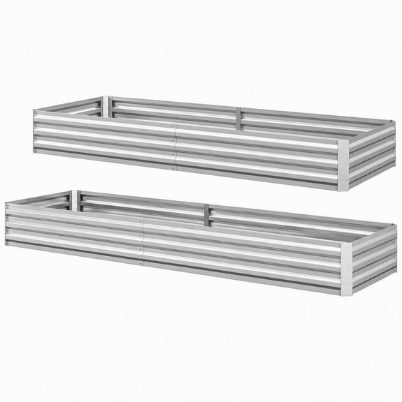 Galvanized Steel Raised Garden Bed 95x35.75x11.75 Inch Open Bottom Metal Planter Box for Vegetables Flowers Silver
