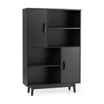 Canddidliike Sideboard Storage Cabinet with Door Shelf-Black, Tall Bookshelf, Book Shelves for Living Room, Home Office, Bedroom, Balcony