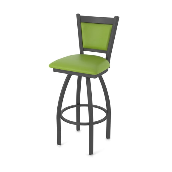 870 Hadleigh 30" Swivel Bar Stool with Pewter Finish and Canter Kiwi Green Seat and Back