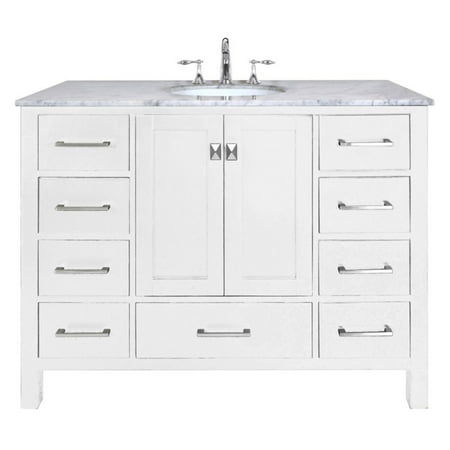 stufurhome 48 in malibu pure white single sink bathroom vanity