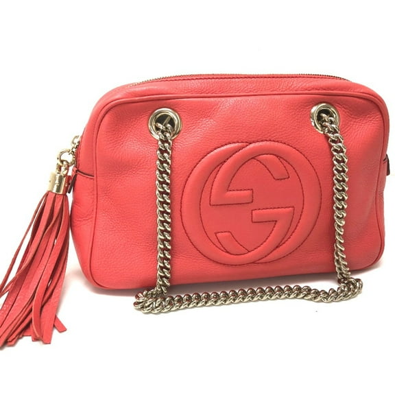 Pre-Owned Gucci 308983 Interlocking G bag double chain Shoulder Bag pink Begonia pink (Good)