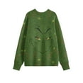 thumbnail image 5 of Ugly Christmas Sweater for Women Printed Long Sleeve Womens Sweatshirt Green Mons ter Graphic Holiday Pullover Tops Christmas Tree Sweatshirts for Women, 5 of 5