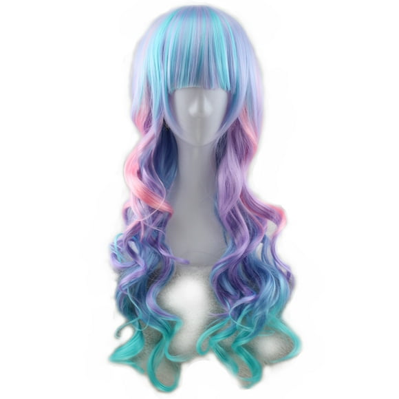 Colorful Gradient Color Synthetic Hair Cosplay Wig Women's Full Wig Wavy Curly Hair Hair
