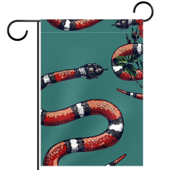 Eastern Coral Snake Rose Garden Flag Double Sided, 12×18 Inch Small Waterproof House Garden Flag for Spring Summer Outdoor Indoor Decoration