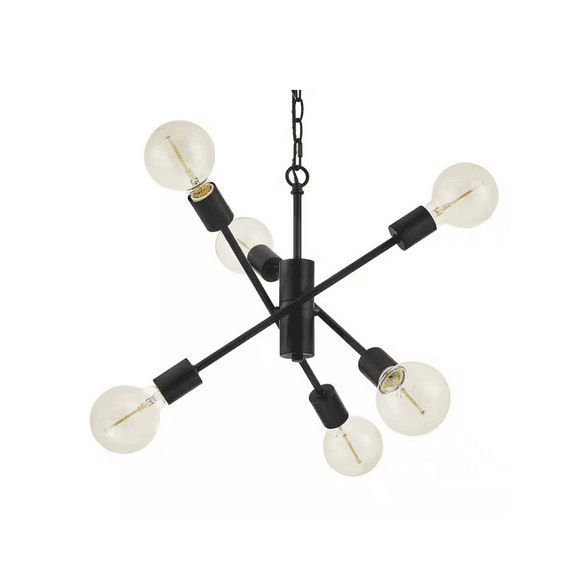 Open Box Home Decorators Collection Fife 6-Light Matte Black Sputnik Chandelier