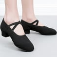 thumbnail image 2 of Black Female Latin Dance Shoes For Teachers With Mid Heel For Fall And Winter Comfort Practice Shoes Great For Leisure, 2 of 9