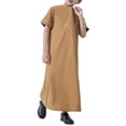thumbnail image 6 of KAUOD Boys Short Sleeve Muslim Thobes 𝐈slamic Kids Half Zipper Eid Traditional Prayer Kaftan Thobes Toddler Abaya Clothes, 6 of 7