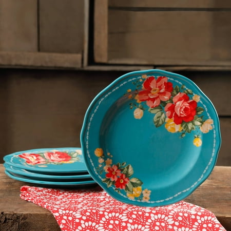Chinese Bouquet Salad Plate - The Pioneer Woman Vintage Floral Teal 8.5