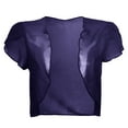 thumbnail image 4 of BODOAO Women's Single Layer Ruffle Sleeve Chiffon Shrug Open Front Cropped Bolero Cardigan Lightweight Sheer Elegant Dressy Cover Up for Summer Dresses Evening Events Casual Wear Navy S, 4 of 4