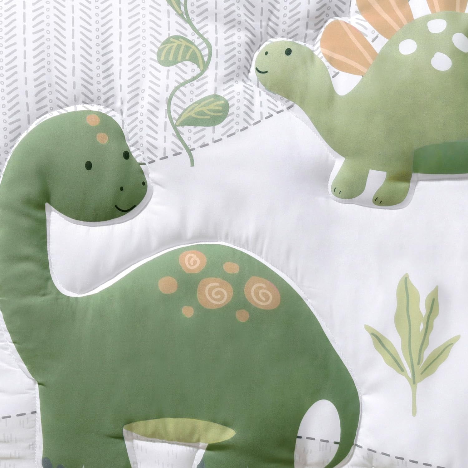 3 Piece Baby Crib Bedding Set Dinosaur Dreams Green Camo  Microfiber for Boys Nursery