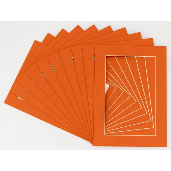 Dark Orange Acid Free 12x16 Picture Frame Mats with White Core Bevel Cut for 8.5x11 Pictures - Fits