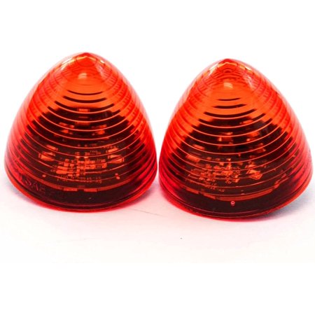 2 Red LED 2 Inches Marker Beehive Cone Lights Trailer Auto Bright Lighting