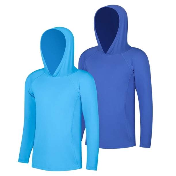 BIG ELEPHANT Paquete de 2 Sudaderas Atléticas para Niños - Absorción de Humedad, Ventilación de Malla, Camisetas de Rendimiento de Manga Larga de Secado Rápido, Tallas XS-XXL