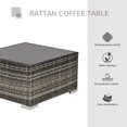 thumbnail image 3 of Rattan Garden Coffee Table, 25.6" Square Garden Rattan Table with Tempered Glass Top, Deep Grey, 3 of 7