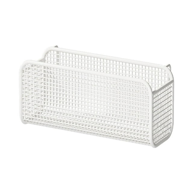 Cesta metálica colgante con soporte para teléfono y estante de noche para mantener el orden en la habitación. Alambre de hierro. Blanco M