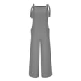 thumbnail image 4 of QATAINLAV Romper for Women Casual Dressy Cotton Linen Wide Leg Jumpsuits Vintage Floral Print Overalls 2024 Summer Long One Jumpers Piece Pants, White, M, 4 of 7