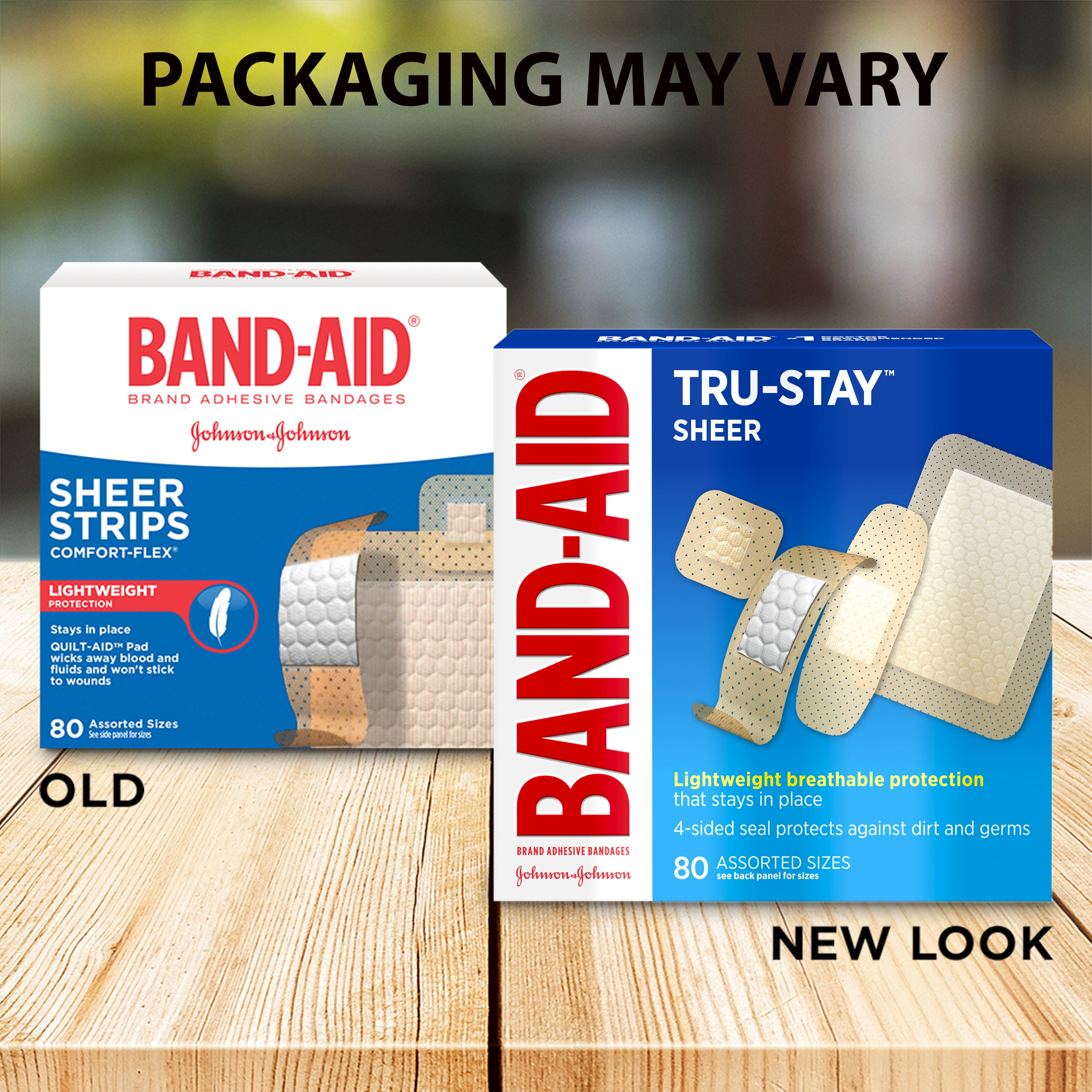 Band-Aid Brand Tru-StaySheer Adhesive Bandages, Assorted, 80 ct