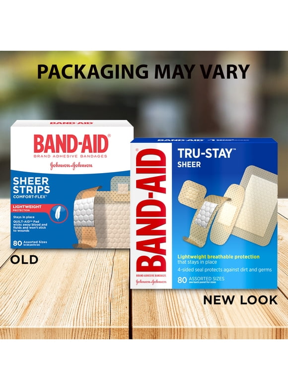 Band-Aid Brand Tru-StaySheer Adhesive Bandages, Assorted, 80 ct