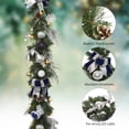 thumbnail image 3 of Christmas Garland with Lights, Artificial Christmas Garland with Pine Cones Poinsettia,Cordless Xmas Garland for Fireplace Mantle Stairecase Indoor Outdoor Holiday Home Decorations,6FT,Blue Silver, 3 of 7