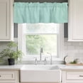 thumbnail image 3 of Linen Mint Green Rod Pocket Curtain Valance, Modern Minimalist Pure Solid Color Farmhouse Window Valance for Living Room, Bedroom, Kitchen 42"W x 12"L, 3 of 9